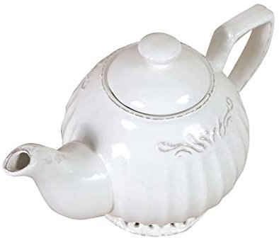 Biscottini Teiera porcellana bianca 22x14x16 cm | Teiere per servizio da te | Teiera bianca in porcellana resistente