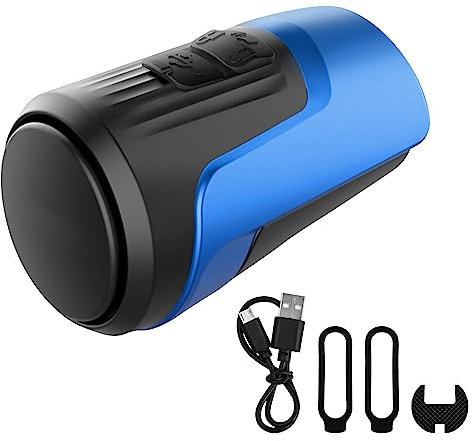 Elektrische Fahrradklingel, 125 dB Wiederaufladbar Fahrradhupe Elektrisch Laut, IPX5 wasserdichte Mountainbike Anti-Diebstahl-Alarm, Fahrradklingel-Alarm für Erwachsene Kinder Rennrad Roller (Blau)