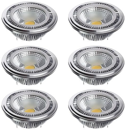 TPMAFF AR111 G53 LED Riflettore Lampadina 15 Watt COB 1500 Lumen (equivalente a 120W ES111) Angolo del Fascio di 60° Faretto AC 85V -265V Non dimmerabile (Confezione da 6)