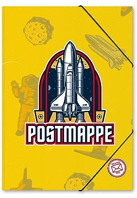 itenga Postmappe Gummizugmappe mit Motiv DIN A4 mit Gummizugverschluss - Sammelmappe Eckspanner (Weltraum)
