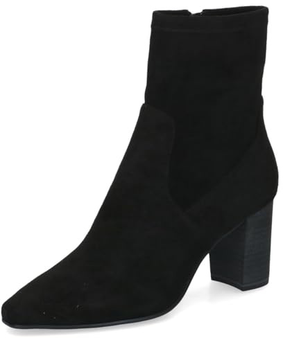 CAPRICE stivaletti da donna con tacco a punta vegani, Nero (Black Stretch), 37 EU