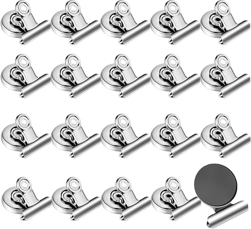 Clip Magnetiche,20 Pezzi Frigo Magnete Clips Super Forte Magnete Frigorifero Clip Magnetica Argentata per Ufficio,Adatta per Lavagna,Frigorifero