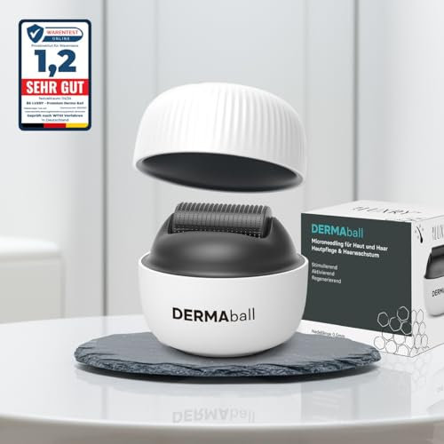 BS Luxry® Testsieger Dermaball– Professionelles Microneedling für Zuhause Hairroller mit 1200 Edelstahl-Mikronadeln – Bartroller für Bartwuchs, Haarwachstum & Gesicht – 0,5mm Needling