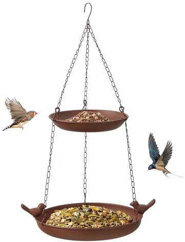 JUJOYBD 2-in-1 Vogeltränke & Futterstation aus Metall zum Aufhängen, Vogelfutterspender (∅18/25 cm) für Vögelfutterstelle ganzjährig für Wildvögel im Garten Balkon