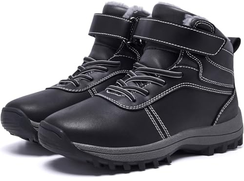 ANEFUN Boys Snow Boots Slip On Winter Warm Insulated Hiking Boot Lightweight Water-Resistant Non Slip Shoes