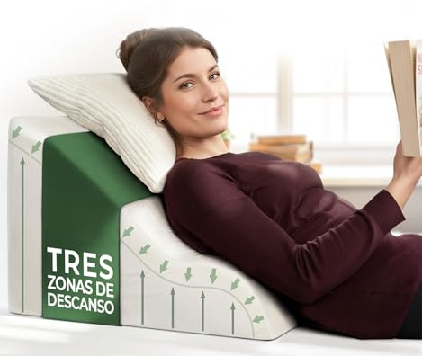 Almohada de Lectura, cojin de Lectura, Almohada de Cuña de Espuma Viscoelástica Apoyo de Espalda, Almohadas Antireflujo Ergonómicas, cojín con Forma de cuña para Cama y sofá para dormir elevado, wedge