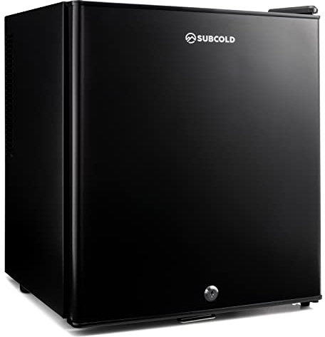 Subcold Aire30 LED Mini Fridge | 30L Table Top Model | Quiet Frost Free Fridge for Bedrooms & Hotels | Lockable with Solid door & interior LED light (Black)