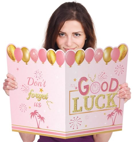 Gosknor Tarjeta de Jubilación Grande, 55,5 x 36 cm Tarjeta de Felicitación de Despedida con Sobre Tarjeta de Libro de Visitas de Jubilación Gigante para Compañeros de Trabajo Amigos (Oro Rosa)