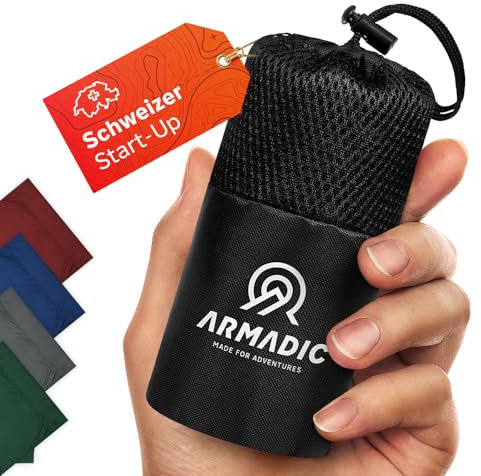Armadic Hüttenschlafsack aus Mikrofaser (nur 230g) - Ultra leicht, klein und dünn. Reiseschlafsack, Schlafsack Inlett, Inlay I Ideal für Backpacking, Hostels und Berghütten (Oliv Grün)