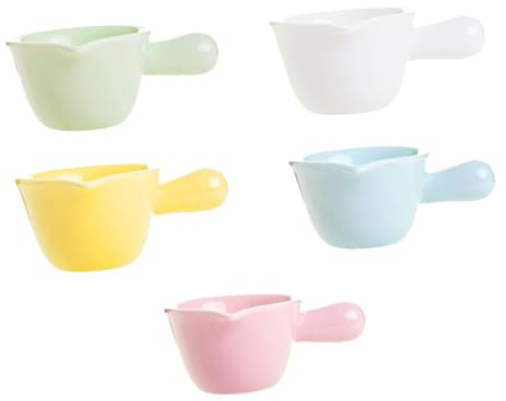 Cabilock 5pièces Bols à Sauce Céramique Rose Bleu Jaune Vert Blanc Dips Snacks Et Lait Conception Avec Bec Pratique Pour Restaurants Et Maison