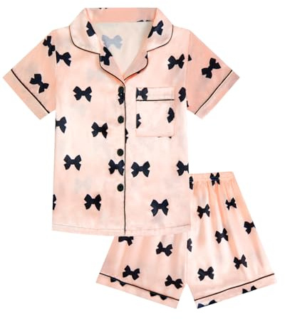 JiAmy pyjamas flickor kortärmad pyjamas set sommar barn 8–12