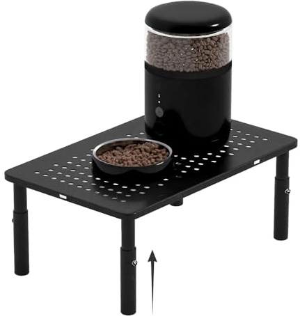WSOWX Adjustable Automatic Cat Feeder Stand, Elevated Cat Food Stand,Black