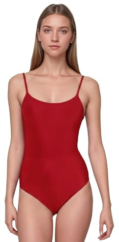 Wildarms Body danza donna con spalline sottili – body danza adulto per allenamento, danza classica e contemporanea, uniforme da studio e spettacolo (Rosso, S)