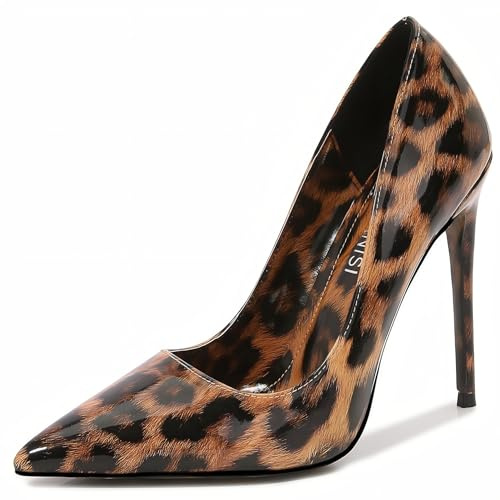 Pradize Décolleté Donna con Stampa Animalier, Tacco A Spillo Alto, Punta Affusolata (Ghepardo Ambra, IT-38)