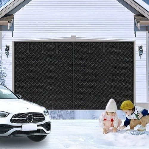Garageportsnät for vintern 240 275 290 340 420 cm, magnetisk värmeisolerad dörrgardin, isolerad dörrnätsskydd vattentät vindtät förtjockad polyester oxfordtyg(Svart,W300cm x H300cm)