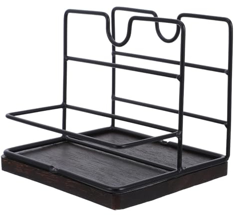 CLISPEED Porte-Serviettes de Table en Bois Noyer avec Distributeur Sel et Poivre Organiseur Rustique pour Serviettes Cuisine Support Multifonction pour Table de Salle à Manger