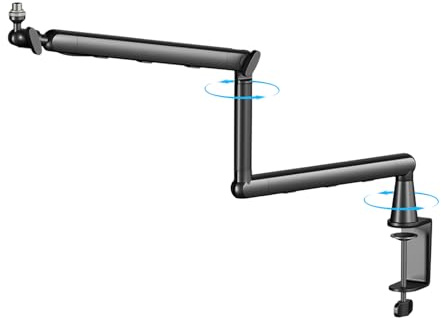 Mikrofonarm, 360 graders roterande fästen | Stöd för mikrofonarm | För studio, sång, 3, skrivbord, innehåll, dator, podcast