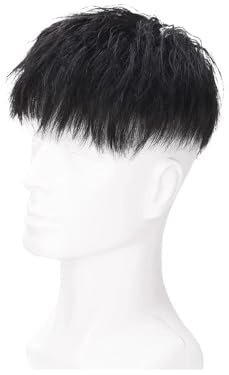 Toupet - Parrucca da uomo con capelli umani neri per uomo con intorno al PU, clip per calvizie degli uomini(18 x 20)