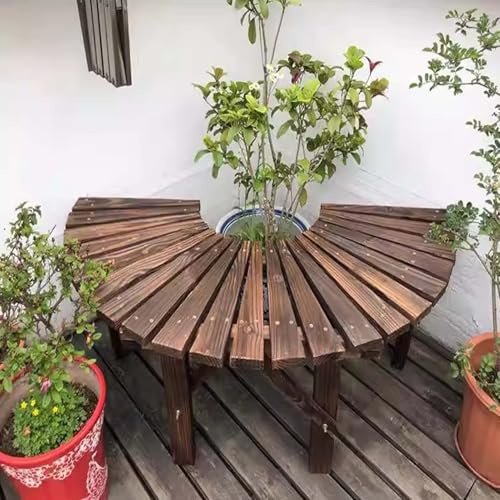 Gaommini Asiento semicircular para árbol Envolvente - Bancos de jardín para Exteriores de Madera Maciza - Banco de árbol Curvo Resistente para Asientos en el Patio Trasero(Half Round)