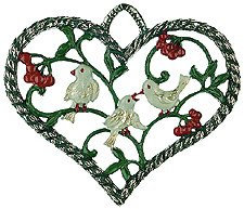 Zinnfigur Herz mit 3 Vögeln