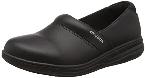 Oxypas Zapatos de Seguridad para Mujer Suzy - Zapato de Trabajo Ligero y cómodo, Ideal para Enfermeras, Cocina o Interior, Antideslizante y Amortiguador, Negro, 37 EU