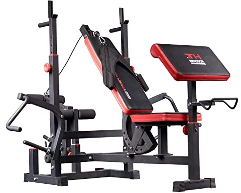Hansson Sports trainhard Force Station Remise Banc de Musculation avec des Groupes possibilités d'entraînement Noir/Rouge