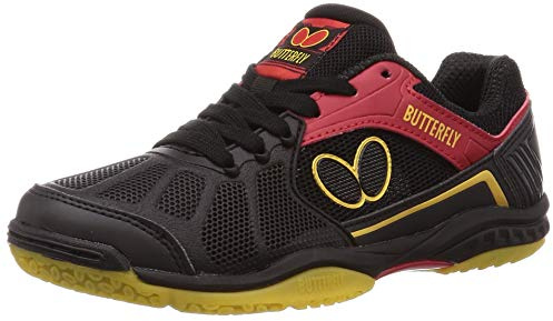 Butterfly Men's Lezoline Rifones Shoes - Table Tennis, Athletic Support, Flexibility, Shock Absorbing Cushion, High Grip for Footwork, Ping Pong Shoe Black