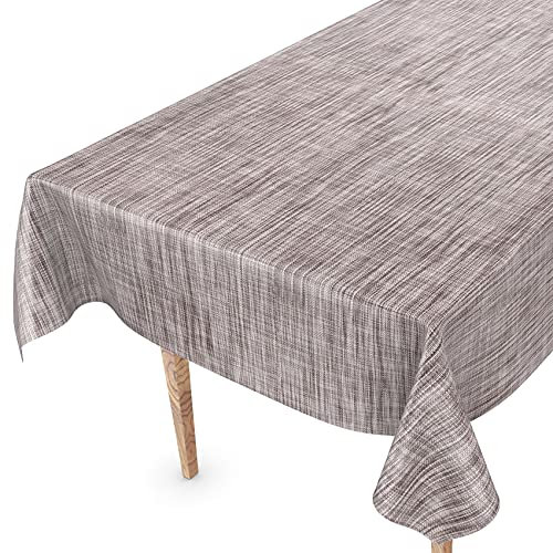 Tischdecke abwaschbar Wachstuch Wachstuchtischdecke 120 x 140cm Schnittkante Leinen Textil Optik Grau Gartentischdecke Wachstuch