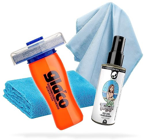 detailmate 4-Teil. Glasversiegelung Bundle - Soft99 Glaco DX 110 ml - Versiegelung mit perfektem Lotuseffekt + Scheiben Glasreiniger 100 ml, Mikrofaser Poliertuch 40x40cm & Glastuch