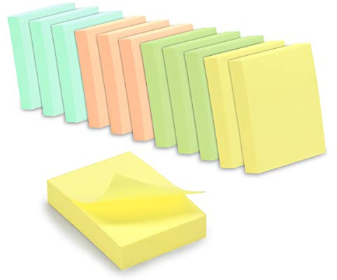 WAYTEX 1200 note adesive riposizionabili colori pastello 12 blocchi da 100 fogli 3,75 x 5 cm senso verticale
