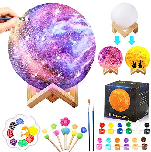 Gytera Paint Your Own Moon Lamp Kit, DIY Lava Lamp Night Light with Plastic Stand, Space Toys Night Light, Gifts for Teens Girls Boys, Art and Crafts Kit for Kids Ages 3 4 5 6 7 8 9 10 11 12+