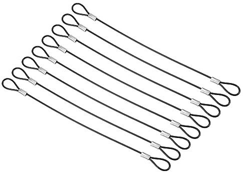 PATIKIL 0,6 fot säkerhetskabellås, 8-pack rostfritt stål 2 mm diameter säkerhetsvajer med dubbel ögla för scenbelysning bagagelås svart