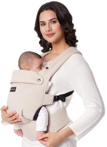 Momcozy Baby Carrier - Ergonomic, Cozy and Lightweight Carrier for 7-45lbs, Effortless to Put On, Ideal for Hands-Free Parenting, Enhanced Lumbar Support, Purehug for Infant to Toddler, Khaki