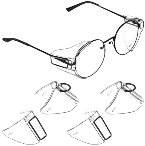 Ipetboom Protection latérale pour lunettes : 2 paires de lunettes de protection Protection latérale pour œil amovible Bouclier transparent Protection Seitlic pour accessoires