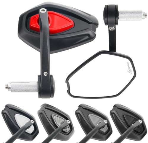 Area1 universal Motorrad Lenkerendenspiegel Rückspiegel Paar e-geprüft für z.B. Duke SMC/R MT07 MT09 MT10 Z900 Z650 Z500 Z125 CMX CB 500 Hornet SV650 XSR (Rot)