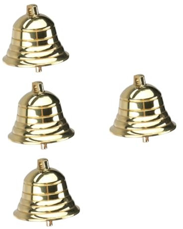 Cabilock 4 Stück Messingglocke glöckchen Gold weihnachtsdeko Weihnachts Dekoration Glockenspiel Weihnachten golduhr Mini-Glocken Glockenanhänger Weihnachtsglocke Weihnachtsklingel Golden