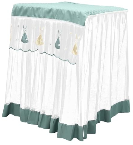 Housoutil Copertura per Lavatrice in Poliestere Ricamo Decorativo, Leggera e Protettiva, per Bagno e Toilette, Telo Copri Bucato Verde Funzione Antipolvere