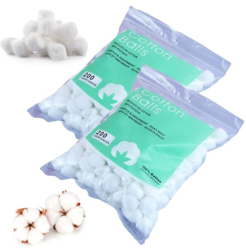 Bavooty Batuffoli di Cotone Idrofilo, 400pcs, Morbidi e Assorbenti, Biodegradabili, Rotondi, per Trucco e Uso Domestico