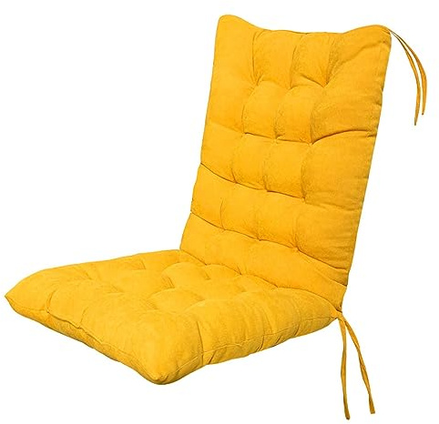 Lot de 2 coussins de chaise de jardin à dossier haut en fibre creuse respirante avec sangles de serrage pour fauteuils inclinables d'extérieur et chaises à bascule d'intérieur