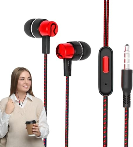 Generico Cuffie intrauricolari cablate, auricolari per telefono cablato,Auricolari intrauricolari con filo resistenti al sudore per la musica | Cuffie cablate con microfono Suono stereo ad alta