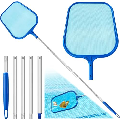 YGVQN Recogehojas Piscina con Asta Telescópica de Aluminio, Red para Piscina de Malla Fina para Piscina Elevada, Estanque, SPA y Jacuzzi,Limpieza Piscina, Ideal para Hojas, Algas y Residuos
