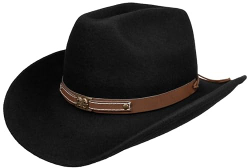 CAPPELLISHOP Horses Cappello da Cowboy unicolore con Fascia in Similpelle Prodotto in Italia Uomo Autunno Inverno