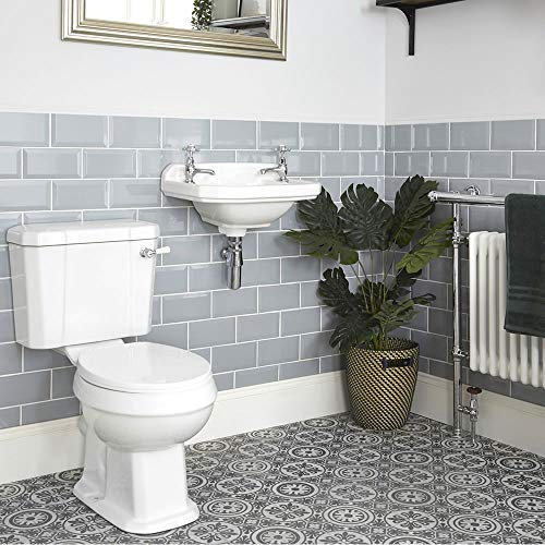 Milano Richmond White Close Coupled Toilet WC Wall Hung 2 Tap Hole Bathroom Basin Sink