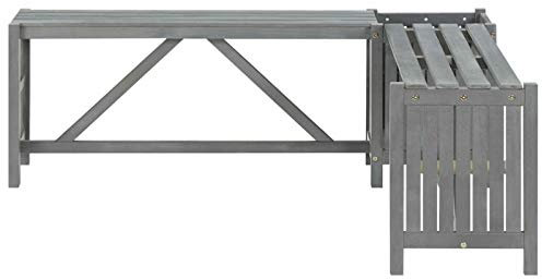 Tidyard Trädgårdsbänk Hörn och Plantering 117cm Massiv Acacia Grå,För Används på Terrass, Trädgård, Pergola eller Entertainment Area