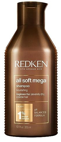 Redken | Haarshampoo für trockene und brüchige Haare, Feuchtigkeit und Geschmeidigkeit, Sacha-Inchi-Extrakt & Aloe-Vera, All Soft Mega Shampoo, 300 ml
