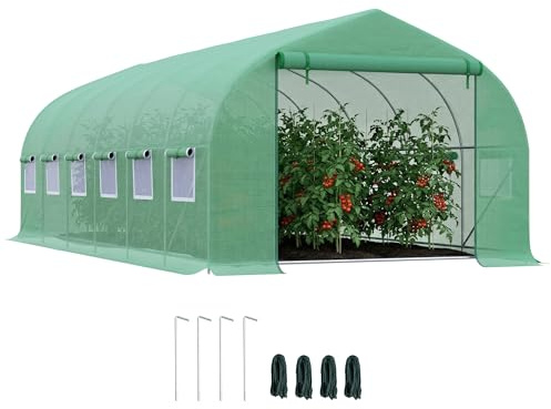 Outsunny Invernadero de Exterior de Túnel con 12 Ventanas 6x3x2 m Verde
