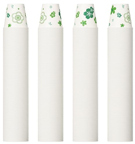 [600 Pack] Paper Cups, 3oz Disposable Bathroom Cups, Mouthwash Cups, Cold Disposable Drinking Cup for Party, Picnic, BBQ, Travel, and Event, Green Floral