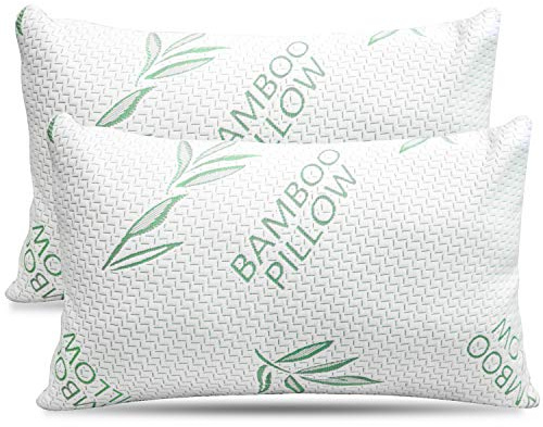 Confezione da 2 cuscini in rayon king size in bambù per cuscini rinfrescanti in memory foam – schiena, stomaco, traversine laterali, fodera rimovibile, regolabile per rassodare/morbido, king size