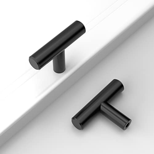 Amerdeco Lot de 10 Poignee Meuble noir Bouton de Meuble Noir Boutons de Porte pour Placards Acier Inoxydable Bouton Porte Cuisine Boutons de Placard