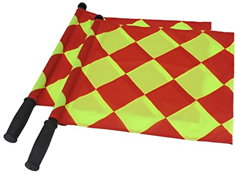 JAYO Professional Linesman Flags for Official Soccer Events - 2PCS Waterproof Referees Flags with PU Zipped Carrying Bag, Yellow and Red Diamond Pattern